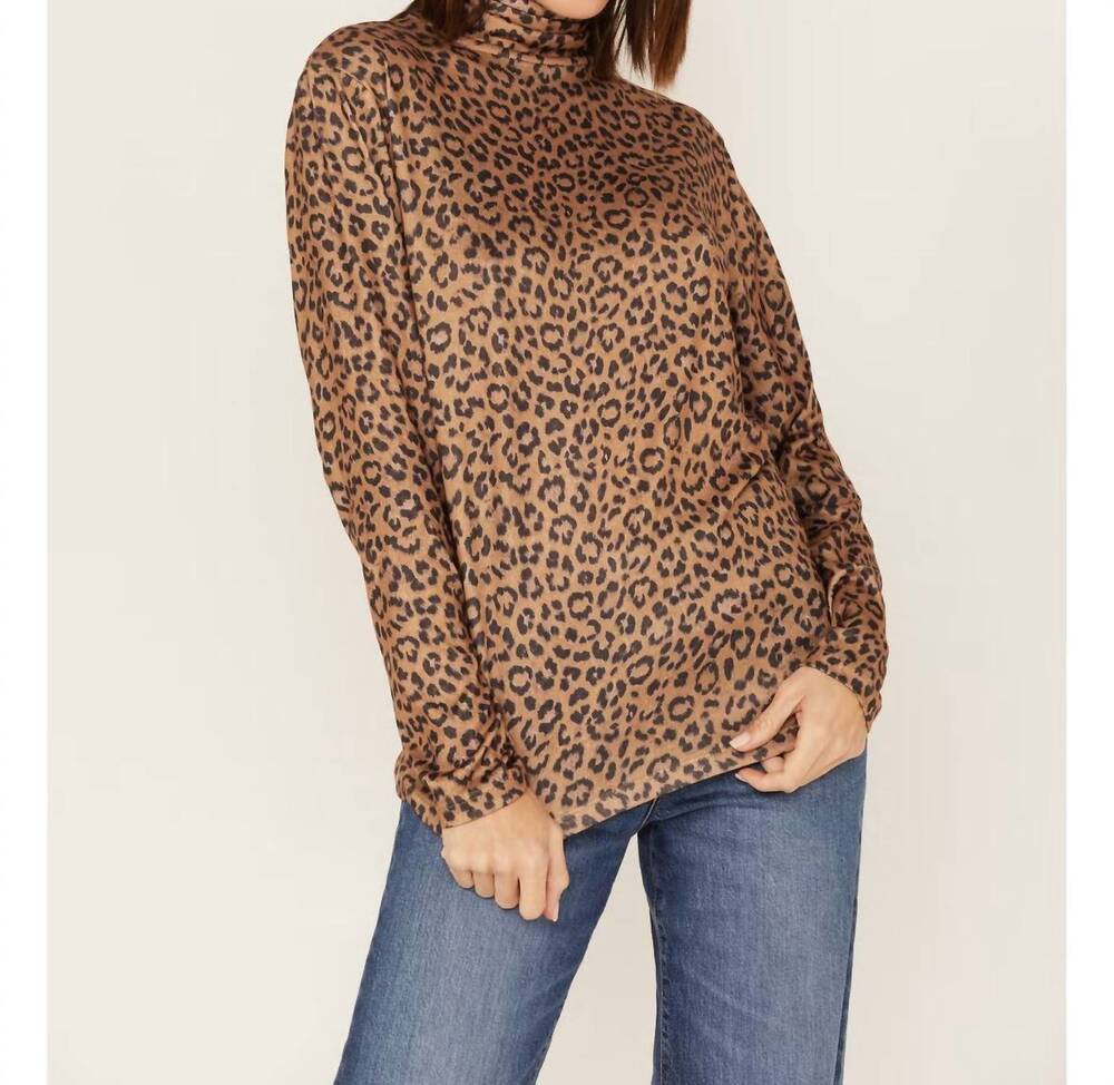 NEW TASHA POLIZZI kylie turtleneck top in leopard print